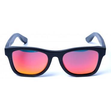 Monroe – Black (Red Revo) Bamboo Sunglasses